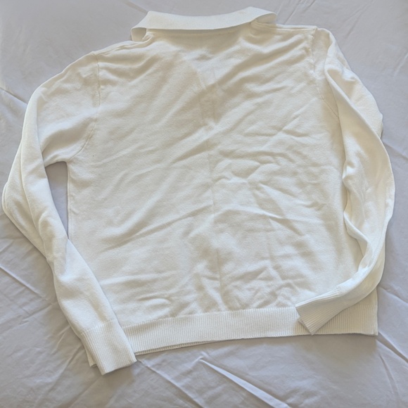 Shein White Collared Long Sleeve Polo Small - Picture 2 of 5